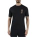 Emporio Armani T-Shirt a manica corta Blu Navy in jersey di cotone e Tencel e logo Aquila Cartoon ricamato