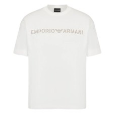 Emporio Armani T-Shirt a manica corta Bianca in jersey di cotone con logo EMPORIO ARMANI ricamato