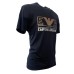 Emporio Armani T-Shirt Blu Navy a manica corta in jersey misto cotone e Tencel con maxi logo lettering e logo Aquila Arancione