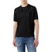 Emporio Armani T-shirt Nera a manica corta in jersey misto cotone e Tencel con maxi logo lettering ricamato