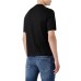Emporio Armani T-shirt Nera a manica corta in jersey misto cotone e Tencel con maxi logo lettering ricamato