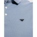 Emporio Armani Polo Azzurra in jersey di cotone a manica corta con ricamo micro eagle