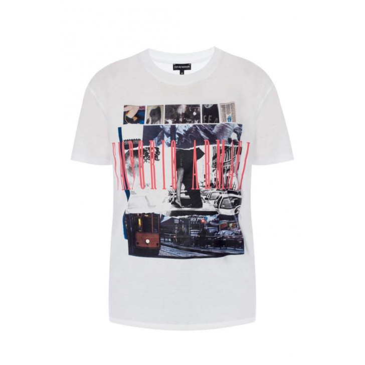 Emporio Armani T-shirt a manica corta in cotone con maxi stampa e logo lettering Emporio Armani 