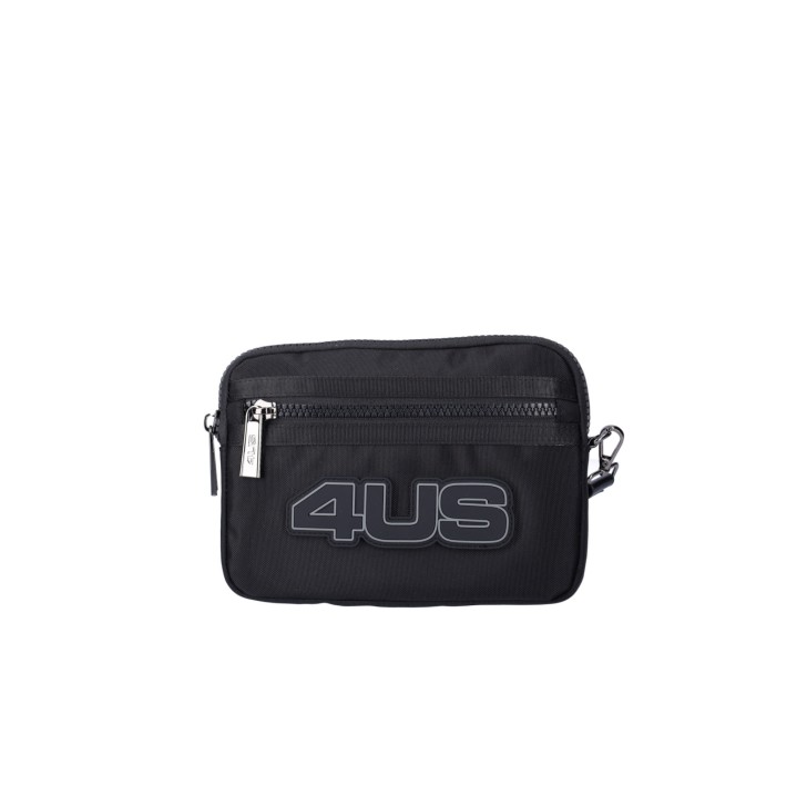 4US POCHETTE IN NYLON NERA DA UOMO CON LOGO NELLA PARTE ANTERIORE 