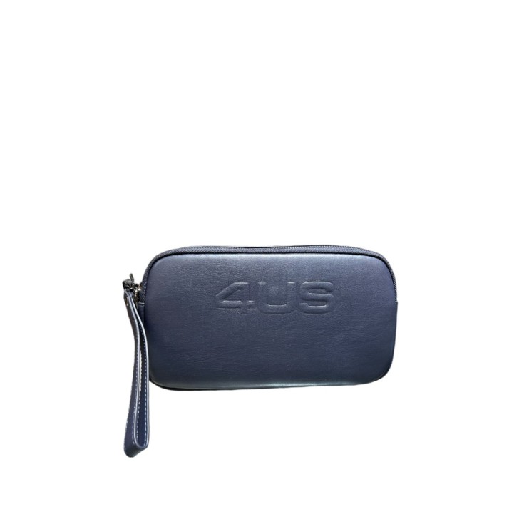 4US POCHETTE BLU DA UOMO CON LOGO TONO SU TONO 