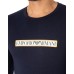 EMPORIO ARMANI UNDERWEAR MAGLIA IN COTONE A MANICA LUNGA BLUE CON LOGO LETTERING