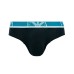Emporio Armani Set 3 Slip Blu in cotone stretch con vita elastica e logo bold monogram 