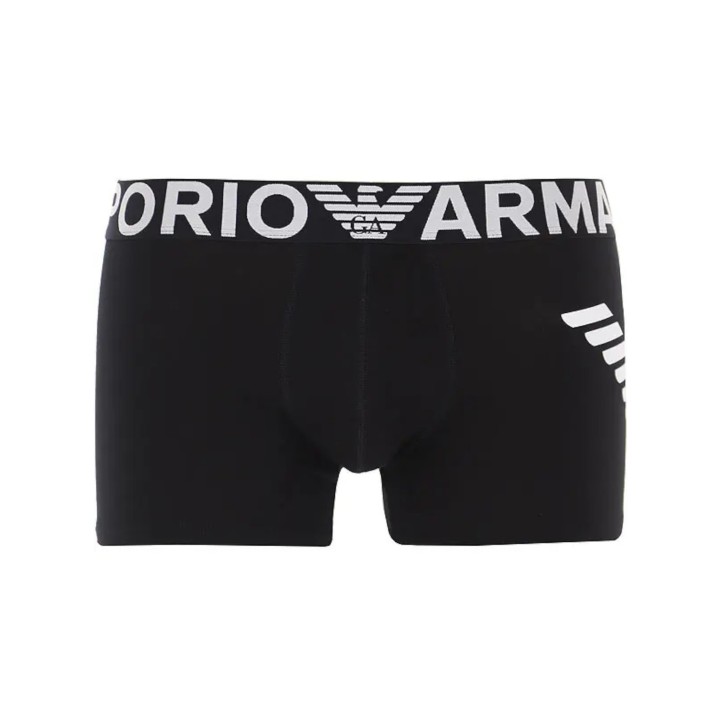 Emporio Armani Boxer in cotone elasticizzato nero con vita elastica e logo lettering