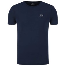 La Martina T-shirt girocollo da Uomo Blu Logo a contrasto