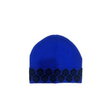 Philipp Plein cappello blu tinta unita con risvolto e logo a contrasto