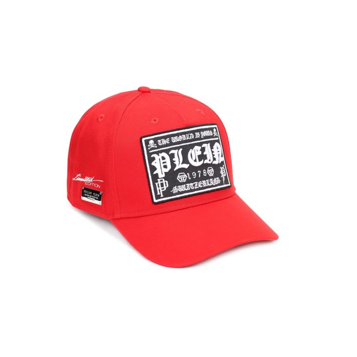 Philipp Plein Cappello Rosso da Uomo con Patch ricamato Limited Edition