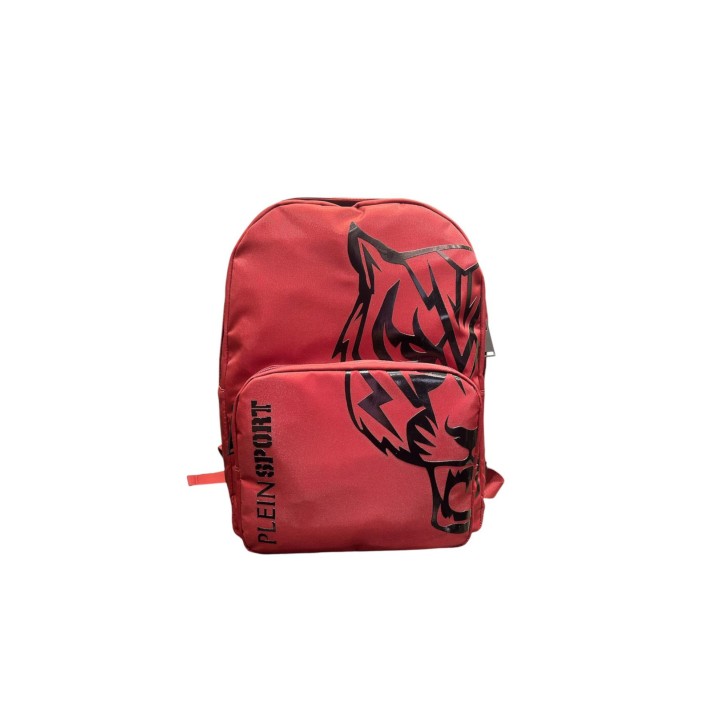 Plein Sport Zaino rosso in nylon con tasca nella parte anteriore con chiusura zip