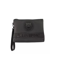 Plein Sport poschette nera con logo in rilievo 