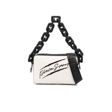 Plein Sport Borsa a mano Bianca in vernice logo lettering nella parte anteriore 