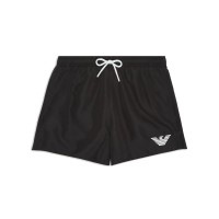 EMPORIO ARMANI BOXER DA MARE BLACK CON LOGO AQUILA WHITE RICAMATO