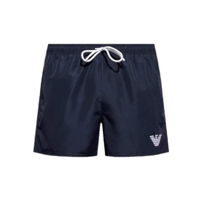 EMPORIO ARMANI BOXER DA MARE BLU NAVY CON LOGO AQUILA WHITE RICAMATO