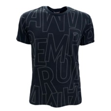 Emporio Armani Swimwear T-shirt Nera con logo all over