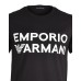 Emporio Armani T-Shirt a manica corta in cotone Nera con maxi logo lettering bianco 