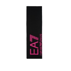 EA7 EMPORIO ARMANI SCIARPA NERA DA DONNA CON LOGO FUCSIA 