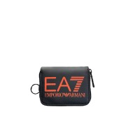 EA7 EMPORIO ARMANI PORTAMONETE UNISEX BLACK CON LOGO LETTERING ORANGE