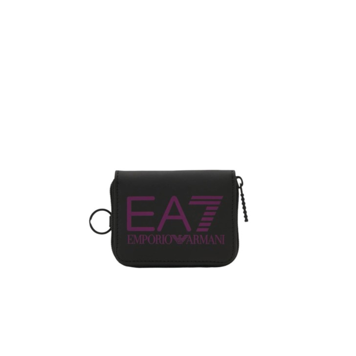 EA7 EMPORIO ARMANI PORTAMONETE UNISEX BLACK CON LOGO LETTERING PURPLE