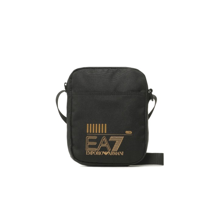 EA7 EMPORIO ARMANI TRACOLLA SMALL BLACK UNISEX CON LOGO LETTERING GOLD