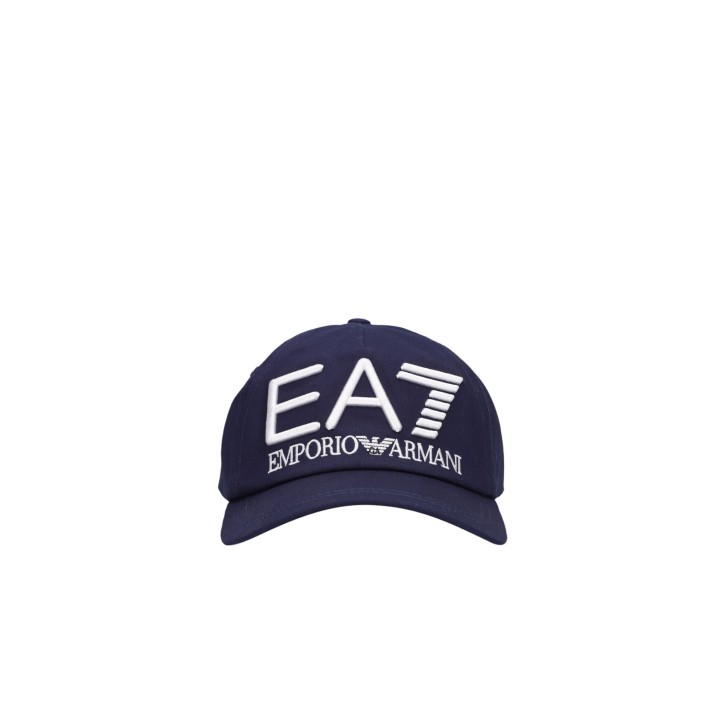 EA7 EMPORIO ARMANI CAPPELLO BLU UNISEX CON LOGO NELLA PARTE ANTERIORE 