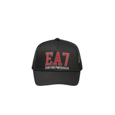 EA7 EMPORIO ARMANI CAPPELLO NERO CON LOGO ROSSO 