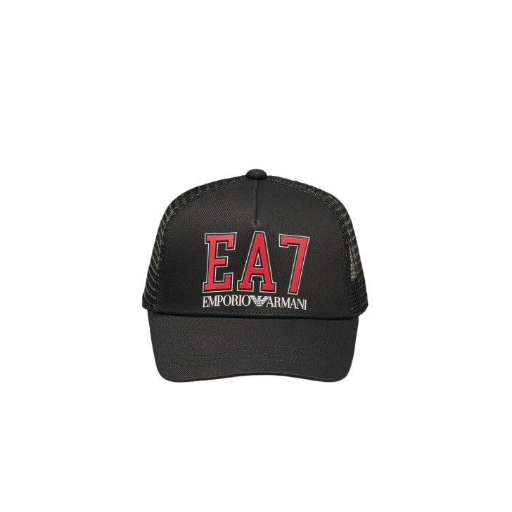 EA7 EMPORIO ARMANI CAPPELLO NERO CON LOGO ROSSO 