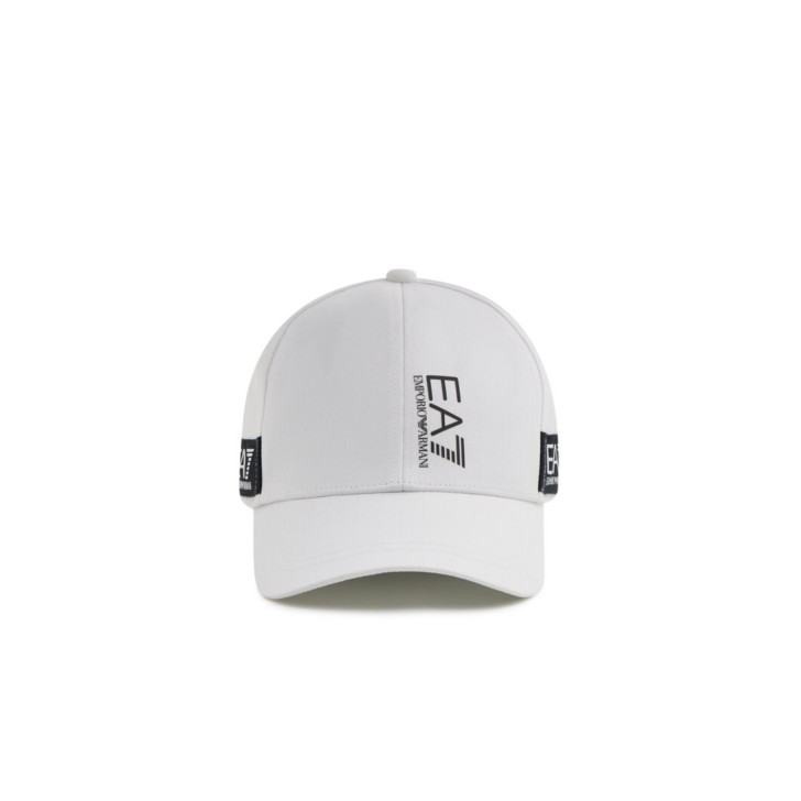 EA7 EMPORIO ARMANI CAPPELLO BIANCO DA UOMO CON LOGO NELLA PARTE ANTERIORE