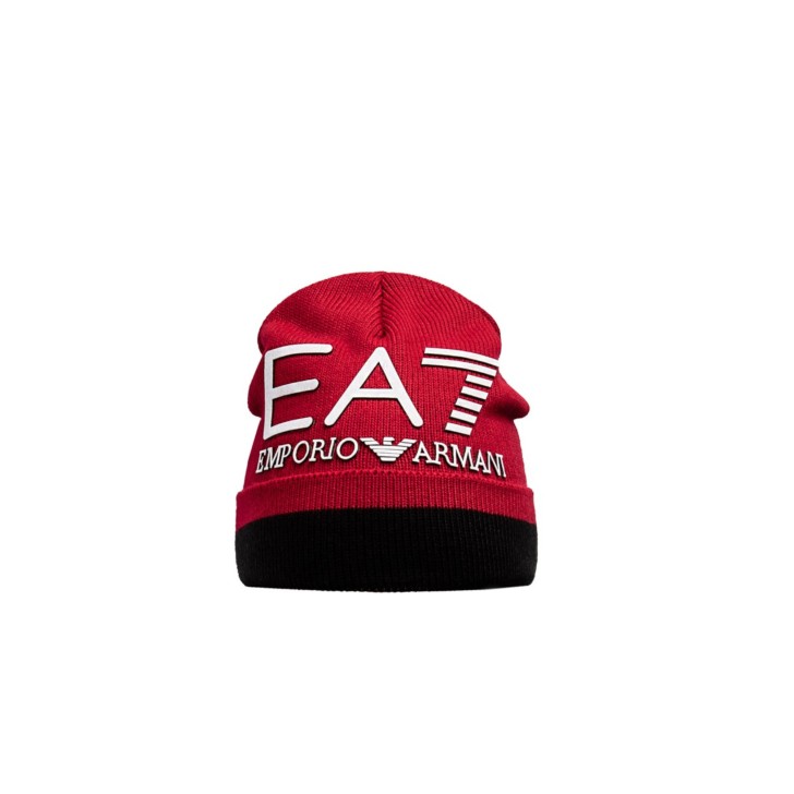 EA7 EMPORIO ARMANI CAPPELLO ROSSO DA UOMO CON LOGO NELLA PARTE ANTERIORE 