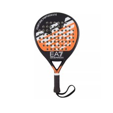 Ea7 Emporio Armani racchetta di padel nera e arancio con logo nella parte anteriore 