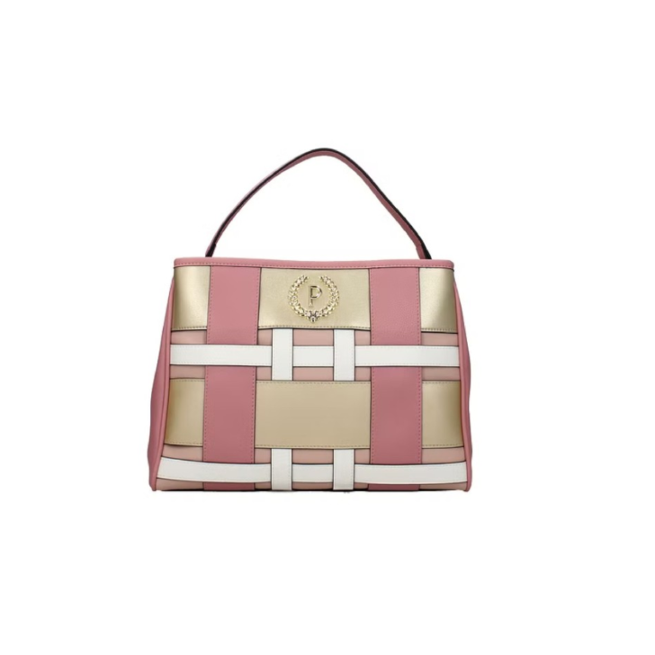 Pollini Borsa a mano Rosa con trama con motivo geometrico multicolore e logo P in metallo dorato