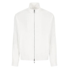 EMPORIO ARMANI BLOUSON JACKET WHITE CON BANDE CON LOGO LETTERING TONO SU TONO	