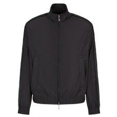 EMPORIO ARMANI BLOUSON JACKET BLACK CON BANDE CON LOGO LETTERING	TONO SU TONO