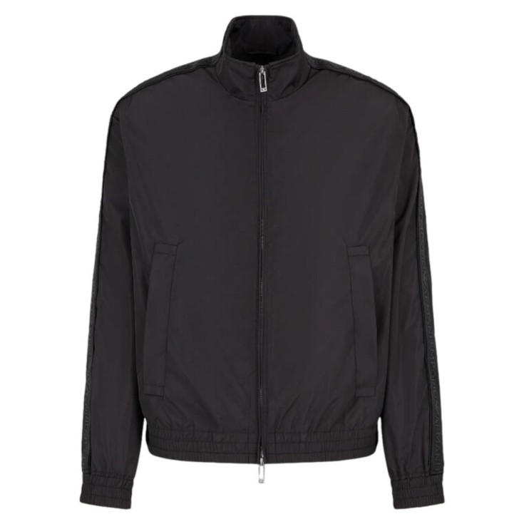 EMPORIO ARMANI BLOUSON JACKET BLACK CON BANDE CON LOGO LETTERING	TONO SU TONO