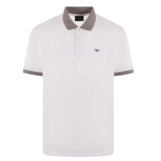 EMPORIO ARMANI POLO SHIRT WHITE A MANICA CORTA CON LOGO QUILA E INSERTI A CONTRASTO