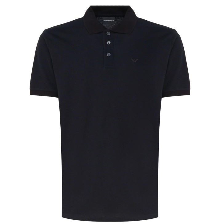 EMPORIO ARMANI POLO SHIRT A MANICA CORTA BLU NAVY CON LOGO AQUILA RICAMATO TONO SU TONO 