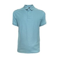 EMPORIO ARMANI POLO SHIRT VERDE ACQUA A MANICA CORTA CON BANDE CON LOGO LETTERING TONO SU TONO	