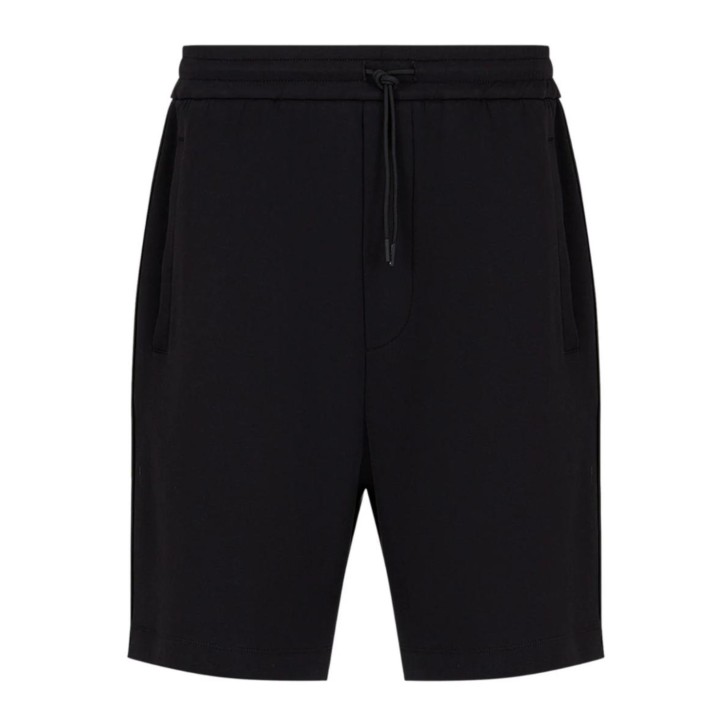 EMPORIO ARMANI BERMUDA REGULAR FIT BLACK CON BANDE LOGATE 