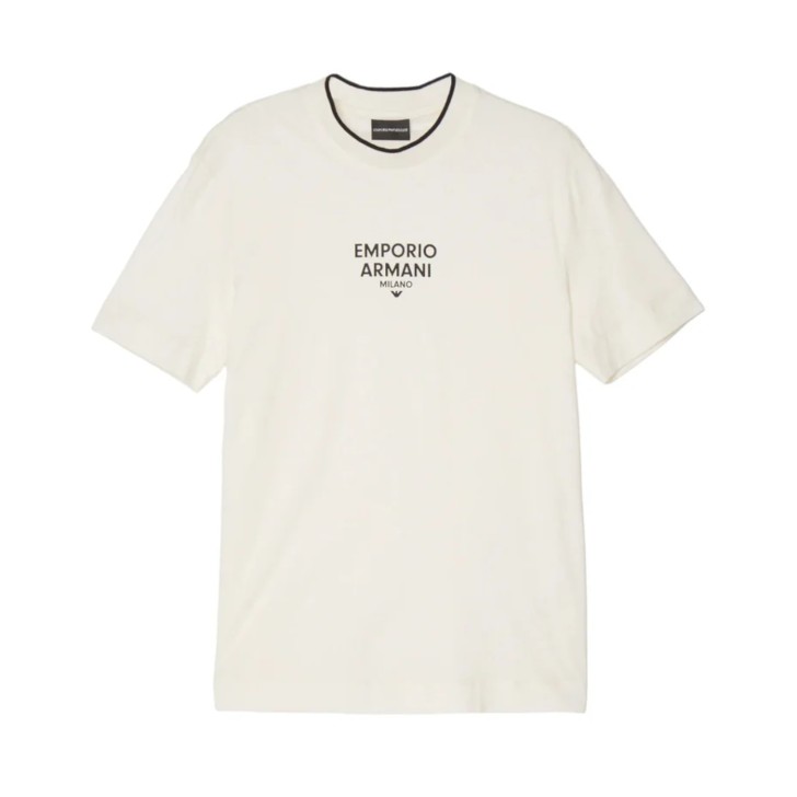 EMPORIO ARMANI T-SHIRT IN COTONE CON LOGO LETTERING BLACK