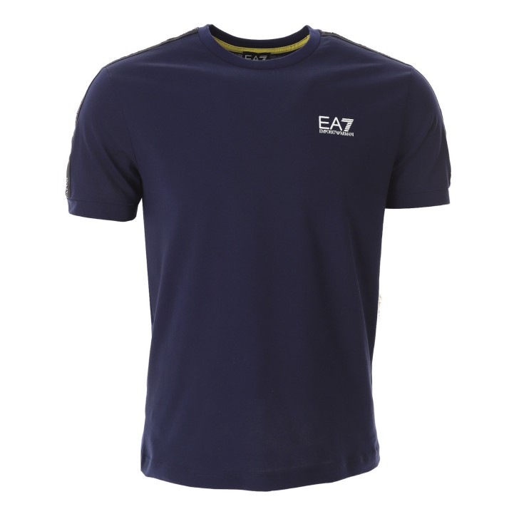 EA7 EMPORIO ARMANI T-SHIRT BLU CON BANDE NERE 