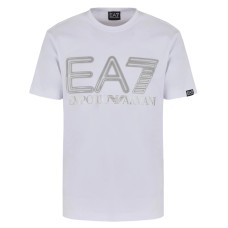 EA7 EMPORIO ARMANI t-shirt bianca con inserti in argento