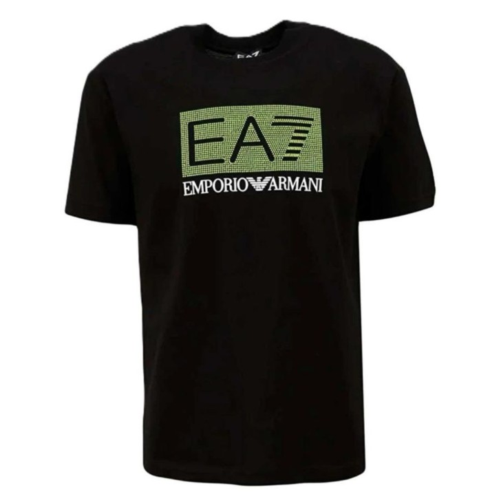 EA7 EMPORIO ARMANI T-SHIRT NERA CON LOGO A CONTRASTO 