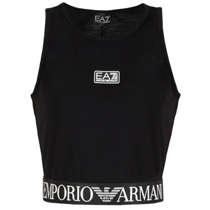 EA7 EMPORIO ARMANI top nero con logo 