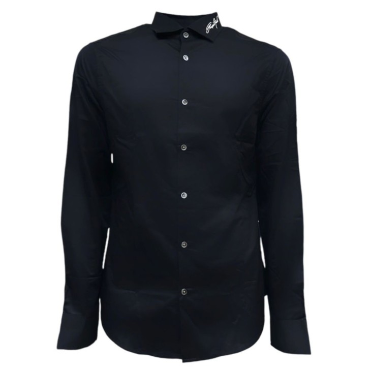 Emporio Armani Camicia SLIM FIT Blu con collo logato a contrasto Bianco