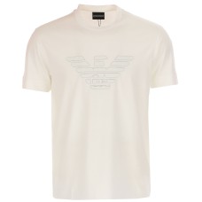 Emporio Armani T-shirt Bianca a manica corta da Uomo logo tono su tono