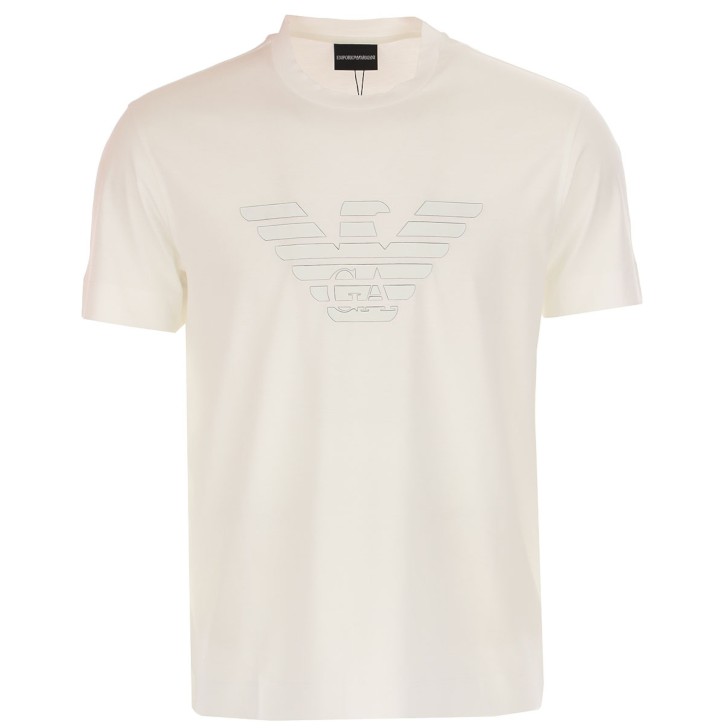 Emporio Armani T-shirt Bianca a manica corta da Uomo logo tono su tono