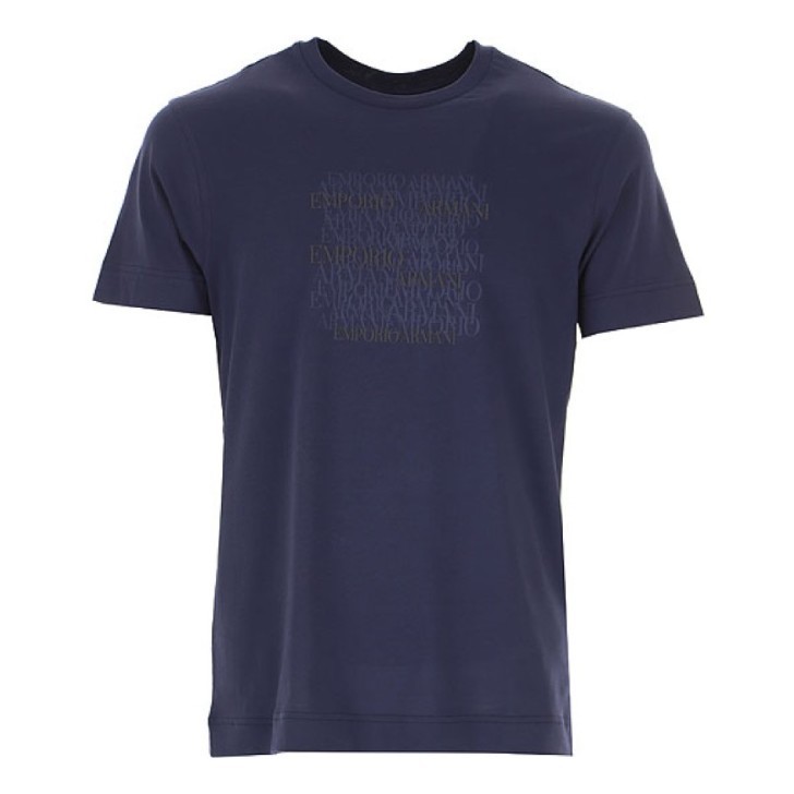 Emporio Armani T-shirt a manica corta Blu Indaco da uomo con logo Emporio Armani stampato