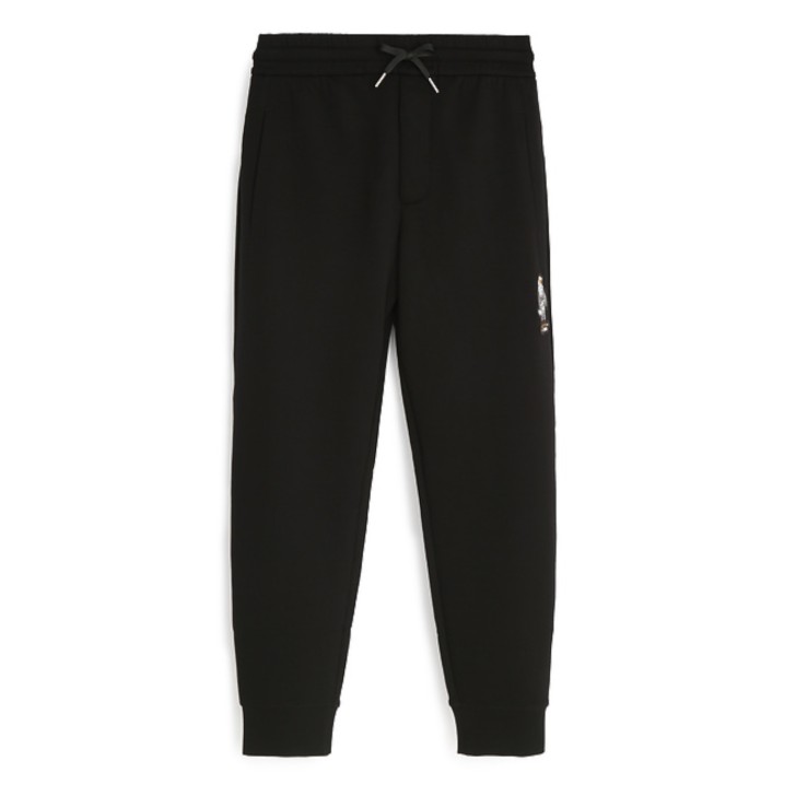 EMPORIO ARMANI PANTALONE DA UOMO NERO CON PATCH ACQUILA NELLA PARTE ANTERIORE 